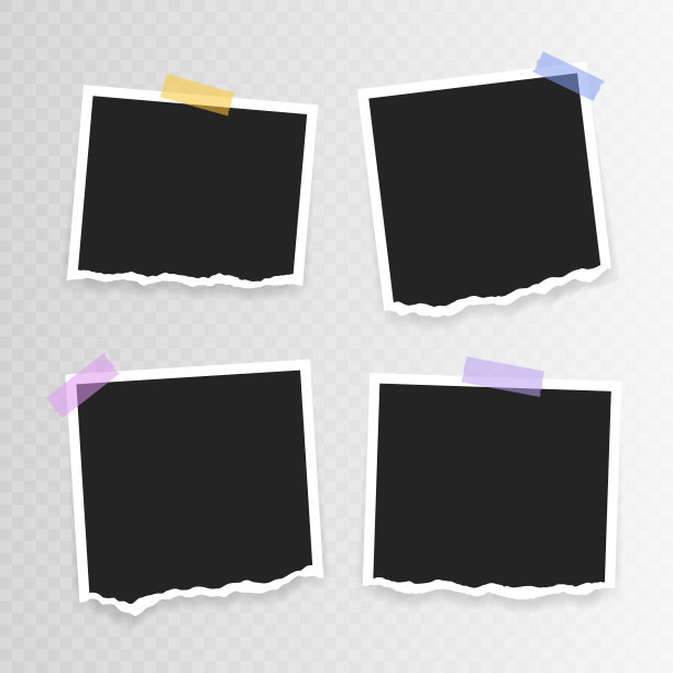 矢量相框模型设计。超级设置相框撕纸胶带隔离透明背景。矢量图图片下载