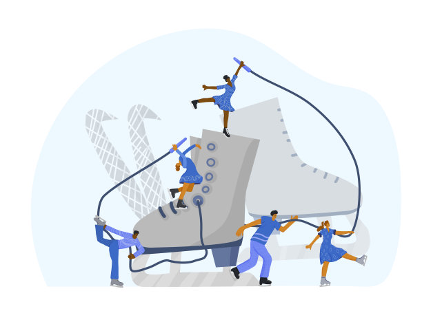 花样滑冰鞋的概念。冰场景矢量标志。图片下载