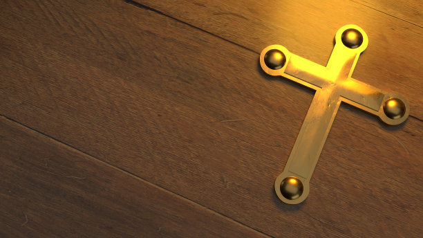 黄金十字架上的木材3d渲染圣周内容图片下载