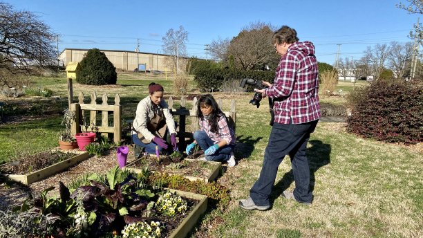摄影师拍摄园丁图片下载
