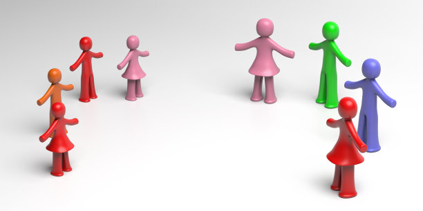 社交距离，人们保持距离的标志。三维演示图片下载