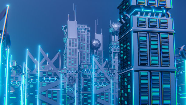 一个来自未来的梦幻城市。三维渲染图片下载