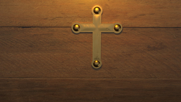 黄金十字架上的木材3d渲染圣周内容图片下载