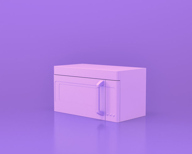 厨房电器采用单色单粉紫色房间，3d渲染图片下载