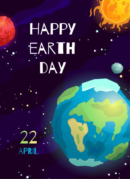 快乐的地球日。非常适合卡片，邀请，海报，横幅模板。庆祝向量的名片。文字排版。4月22日。图片下载