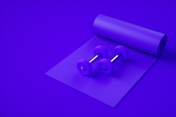 采购产品哑铃重量，运动垫，健身，健康的生活方式概念图片下载