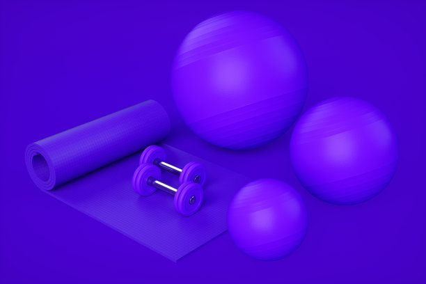 采购产品普拉提球，哑铃重量，健身，健康生活方式概念，在家锻炼图片下载