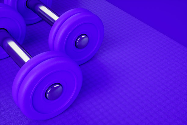 采购产品哑铃重量，运动垫，健身，健康的生活方式概念图片下载