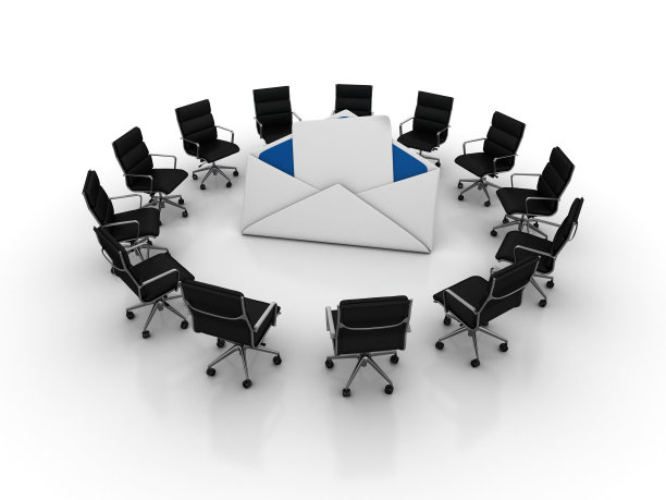 椅子团队与信封- 3D渲染图片下载