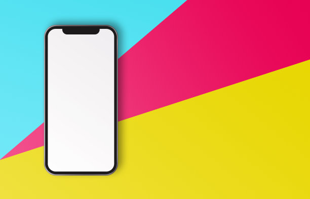 彩色纸上的白屏幕智能手机图片下载