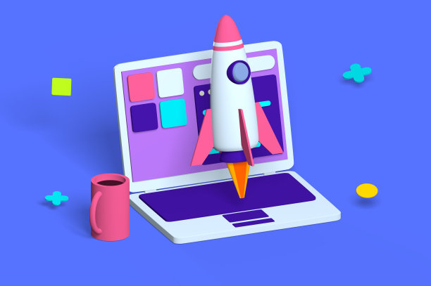 数字设备和火箭符号的创业理念图片下载