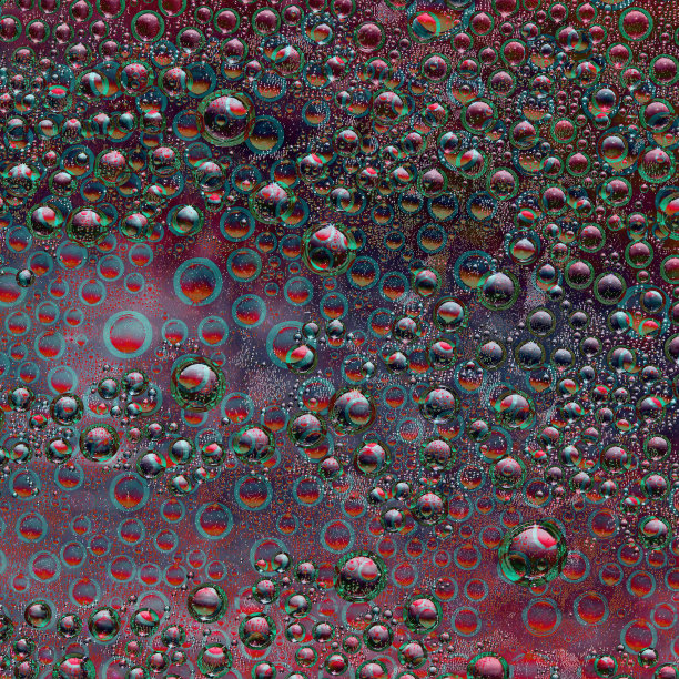 不同直径的球体，粉红色和绿松石颜色和他们的反射随机位于一个杂色的背景。抽象的幻想。图片下载