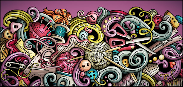 手工绘制的涂鸦横幅。卡通详细的传单。图片下载