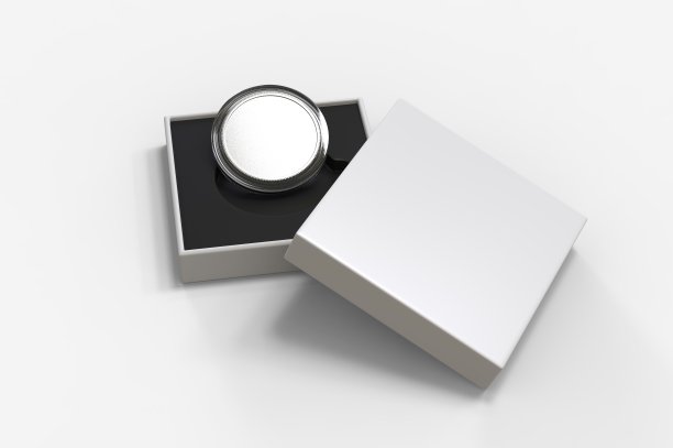 塑胶盒及纸盒空白打样硬币。3 d渲染插图。图片下载