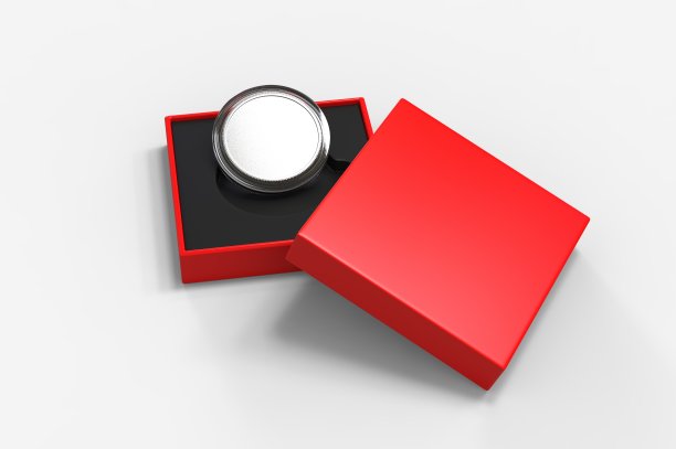 塑胶盒及纸盒空白打样硬币。3 d渲染插图。图片下载