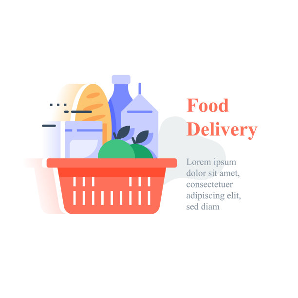 满篮子的杂货，超市产品丰富，食品采购和送货上门图片下载