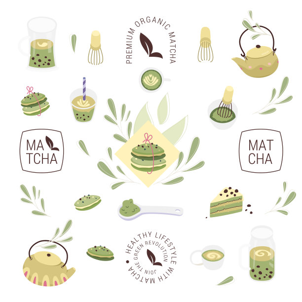 抹茶标志套装图片下载