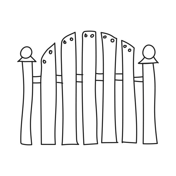 栅栏轮廓矢量插图，现代简约涂鸦设计风格。图片下载