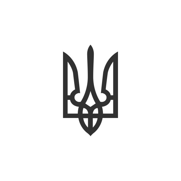 乌克兰国徽，三叉戟国家象征。矢量素材，白色背景。图片下载