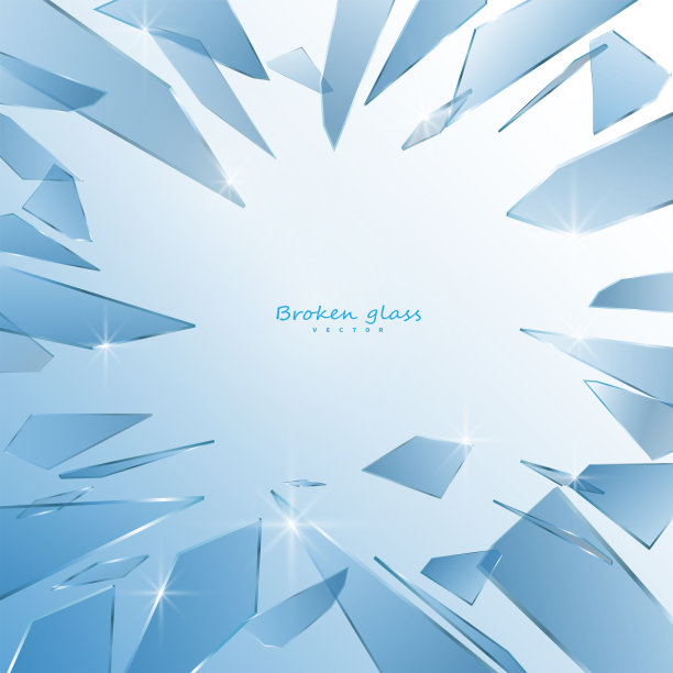 破碎的玻璃碎片矢量孤立在白色背景图片下载