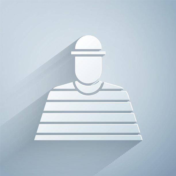 剪纸囚徒图标孤立在灰色背景。纸艺术风格。矢量图图片下载