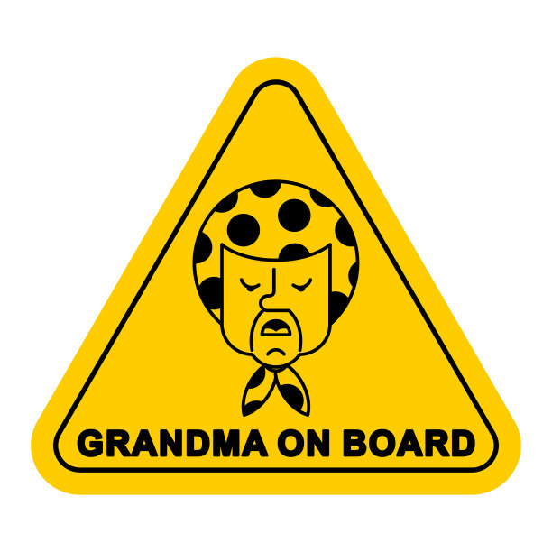 奶奶在汽车贴纸上。奶奶。矢量图图片下载