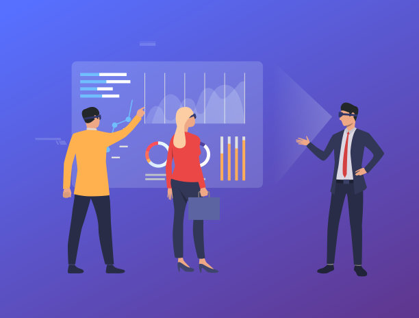 男男女女戴着虚拟现实眼镜工作图片下载