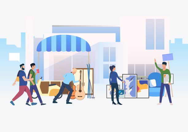 人们在户外散步和购物素材图片