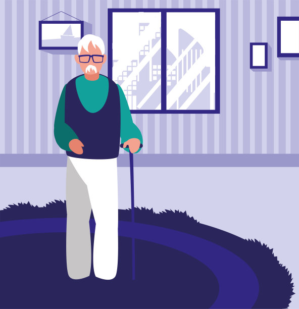 老人站在客厅里图片下载