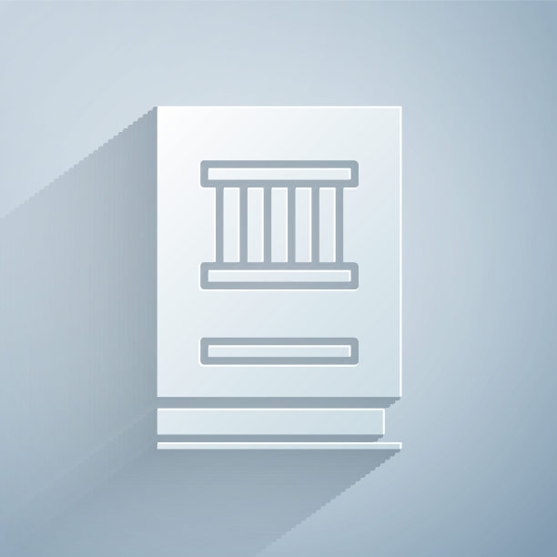 剪纸法书图标孤立在灰色背景上。法律判断的书。判断的概念。纸艺术风格。矢量图图片下载