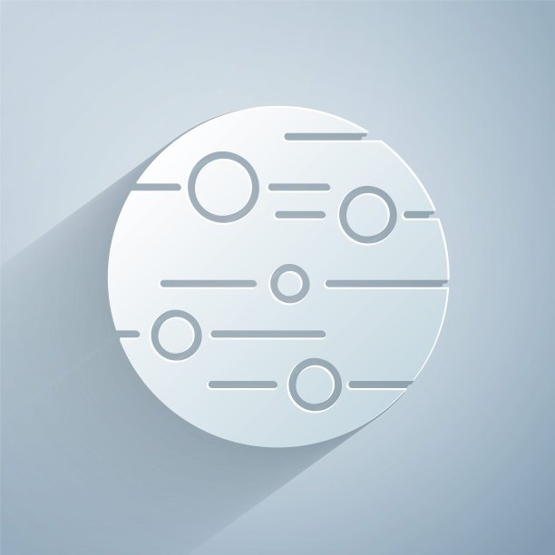 纸切割行星火星图标孤立在灰色背景。纸艺术风格。矢量图图片下载