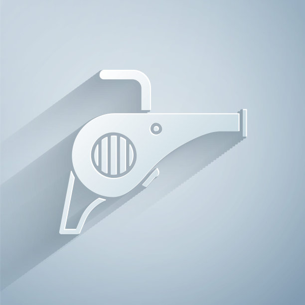 剪纸叶花园鼓风机图标孤立在灰色背景。纸艺术风格。矢量图图片下载