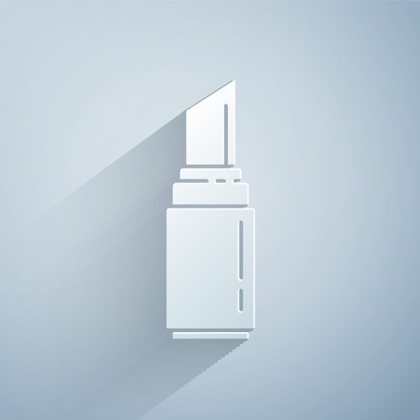 剪纸口红图标孤立在灰色背景。3月8日。妇女节快乐。纸艺术风格。矢量图图片下载