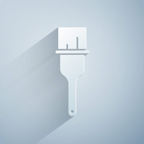 剪纸油漆刷图标孤立在灰色背景。纸艺术风格。矢量图图片下载