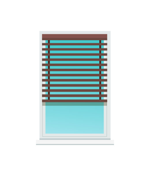 塑料窗户覆盖着深色的木制百叶窗图片下载