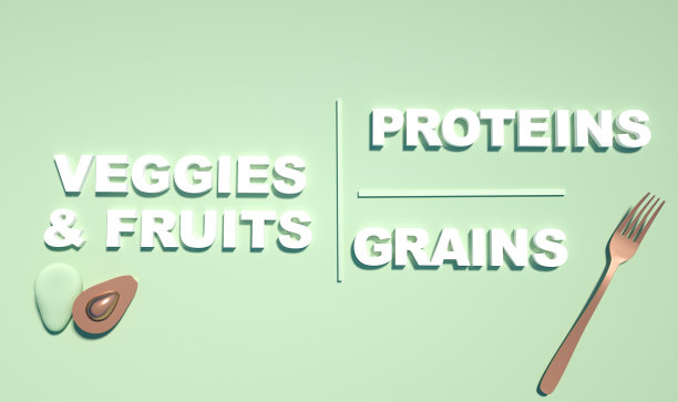三维渲染插图的健康饮食盘信息图图片下载