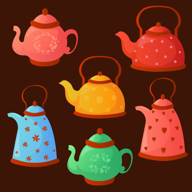 水壶和杯子的设计。矢量图图片下载