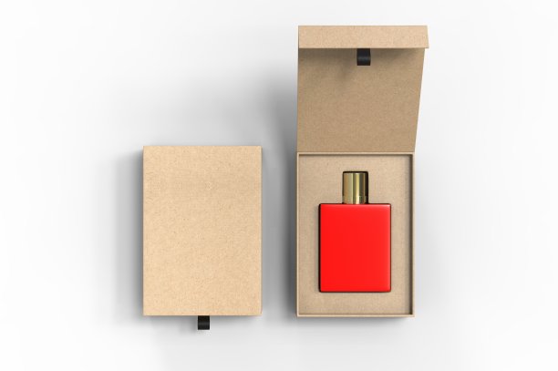 空白香水瓶硬盒品牌，3d渲染插图。图片下载
