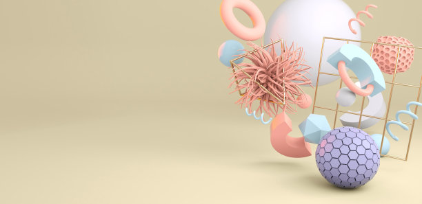 球体、螺旋、环面和其他彩色图形，抽象的形式图片下载