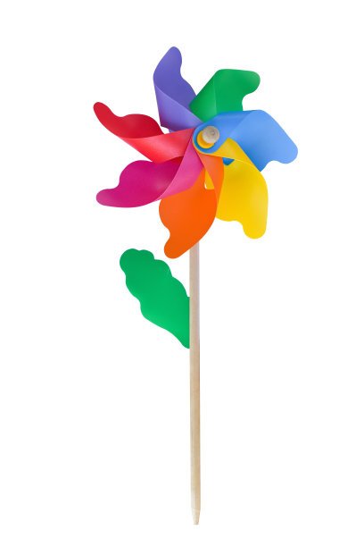 彩色风车玩具孤立在白色背景。图片下载