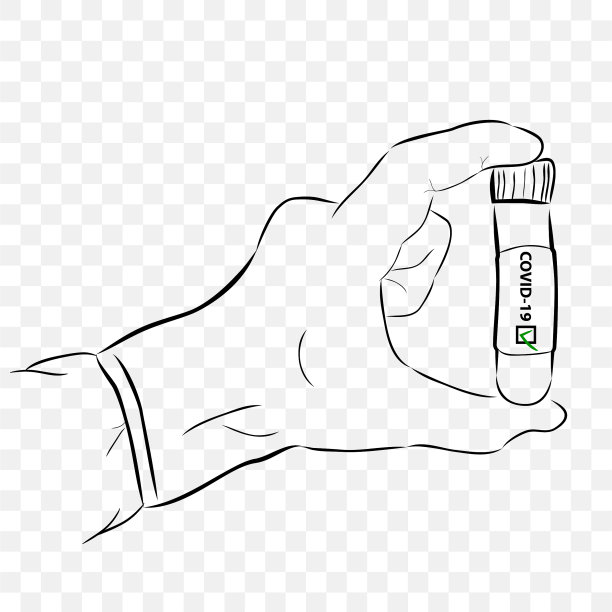 简单的概念手绘草图矢量，医生手握塑料试管，在透明效果的背景图片下载