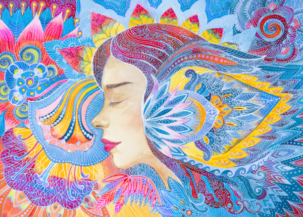 水彩画身体与灵魂的和谐素材图片