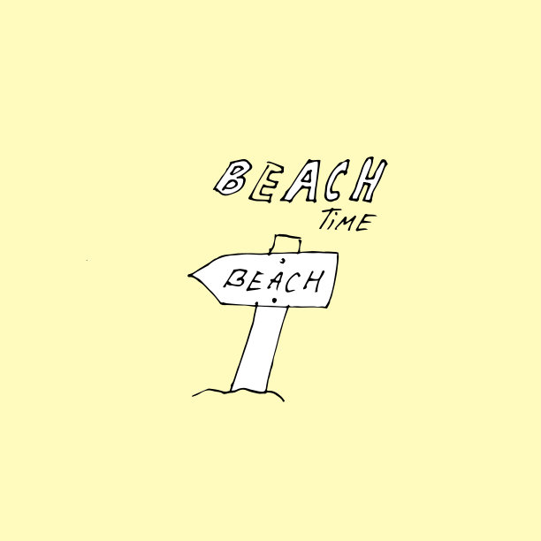 沙滩时间手绘概念图片下载