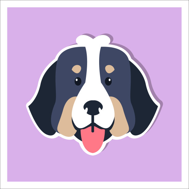 伯尔尼山地犬平面设计的狗脸图片下载