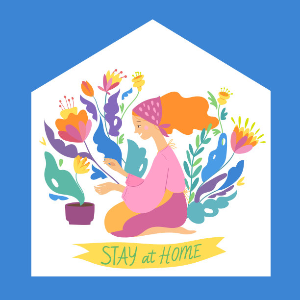 待在家病媒检疫病毒插图与妇女在家度过的时间图片下载