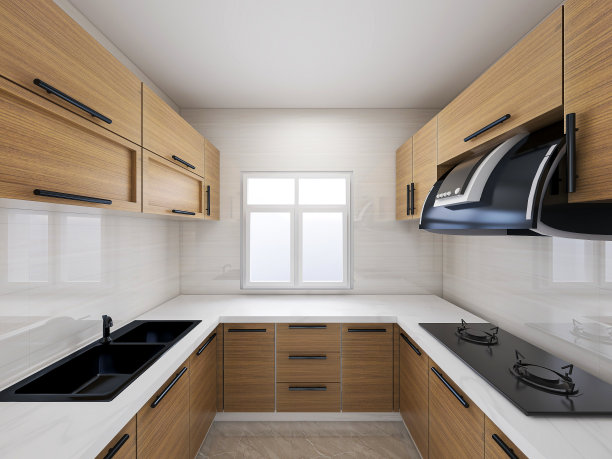 干净整洁的室内设计厨房与橱柜图片下载