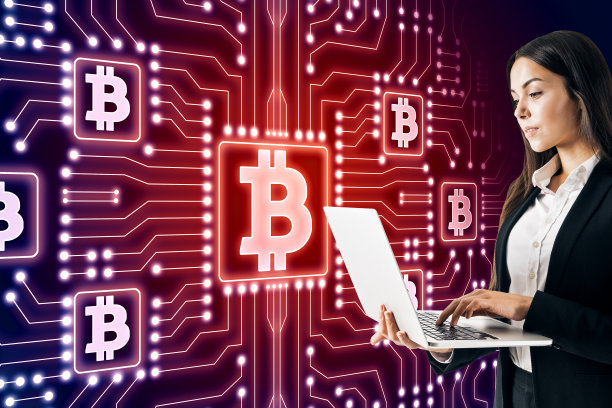 发光红色比特币背景图片下载