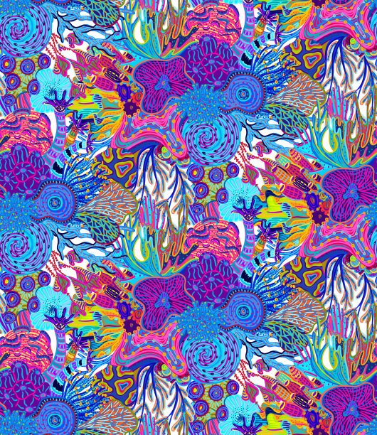 矢量无缝图案与抽象珊瑚。刺绣。背景与丰富多彩的海洋或海洋生活。涂抹图片下载