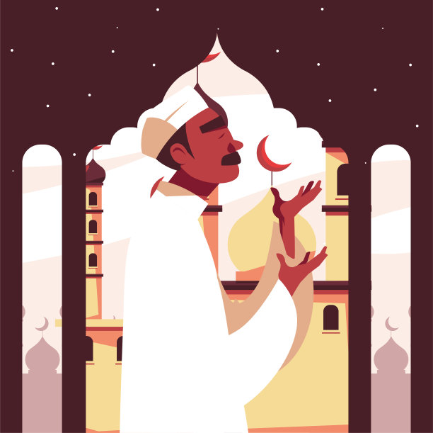 穆斯林在清真寺祈祷，斋月kareem图片下载