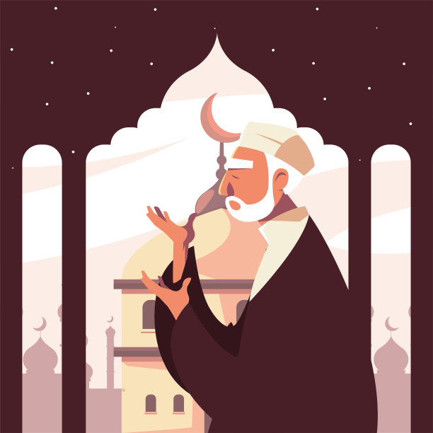 穆斯林在清真寺祈祷，斋月kareem图片下载